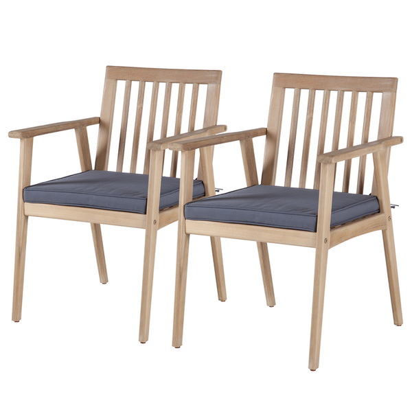 Gartenstuhl FYLKE 2er-Set - Akazie massiv / Polyester - Braun / Grau