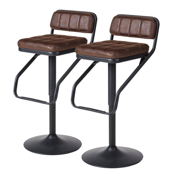 Barstuhl Dalcross (2er-Set) - Microfaser / Metall - Vintage Braun / Matt Schwarz - Braun