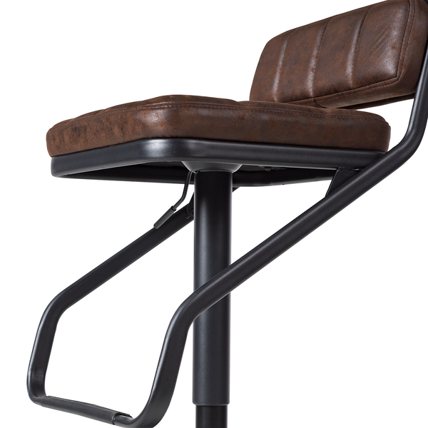 Barstuhl Dalcross (2er-Set) - Microfaser / Metall - Vintage Braun / Matt Schwarz - Braun