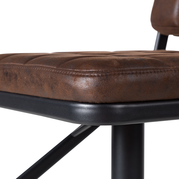 Barstuhl Dalcross (2er-Set) - Microfaser / Metall - Vintage Braun / Matt Schwarz - Braun