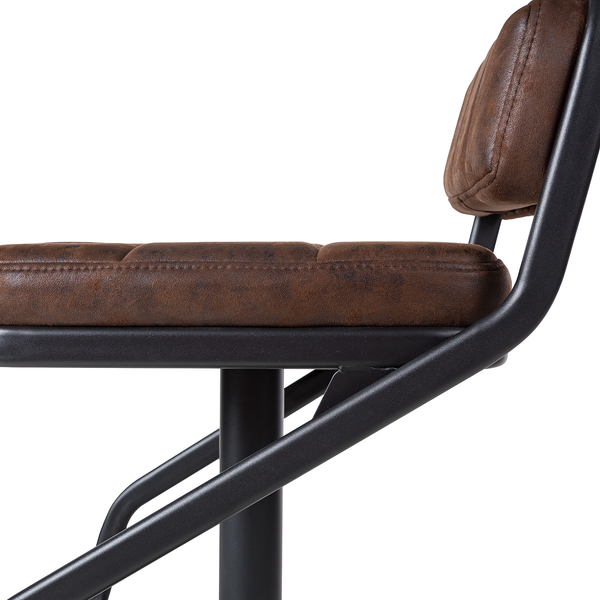 Barstuhl Dalcross (2er-Set) - Microfaser / Metall - Vintage Braun / Matt Schwarz - Braun