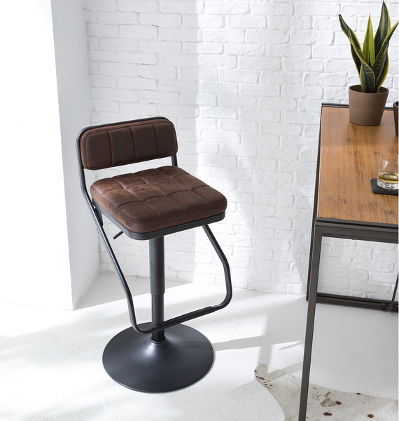 Barstuhl Dalcross (2er-Set) - Microfaser / Metall - Vintage Braun / Matt Schwarz - Braun