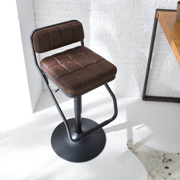 Barstuhl Dalcross (2er-Set) - Microfaser / Metall - Vintage Braun / Matt Schwarz - Braun