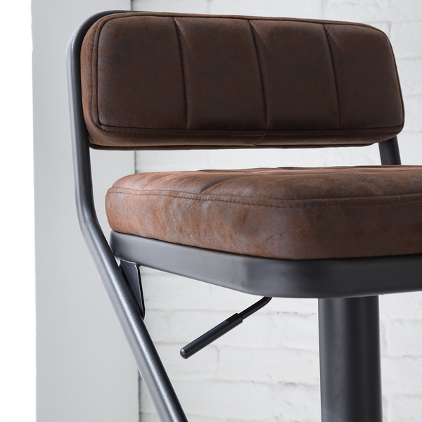 Barstuhl Dalcross (2er-Set) - Microfaser / Metall - Vintage Braun / Matt Schwarz - Braun