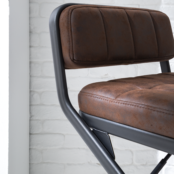 Barstuhl Dalcross (2er-Set) - Microfaser / Metall - Vintage Braun / Matt Schwarz - Braun