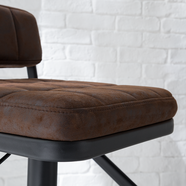 Barstuhl Dalcross (2er-Set) - Microfaser / Metall - Vintage Braun / Matt Schwarz - Braun