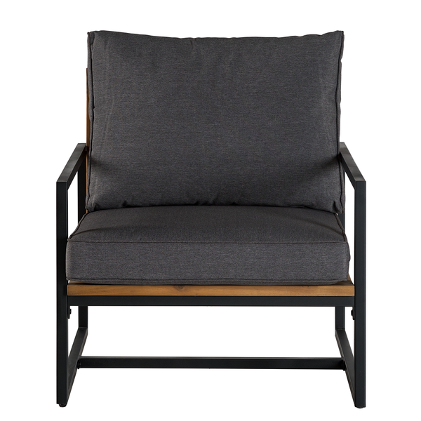 Loungesessel LeRoy I - Polyester / Akazie massiv - Grau / Braun
