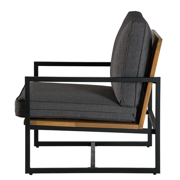 Loungesessel LeRoy I - Polyester / Akazie massiv - Grau / Braun