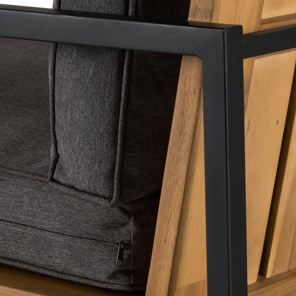 Loungesessel LeRoy I - Polyester / Akazie massiv - Grau / Braun