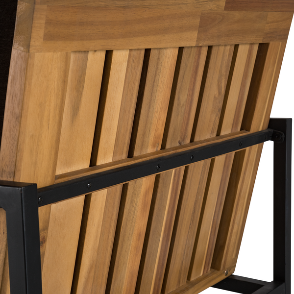 Loungesessel LeRoy I - Polyester / Akazie massiv - Grau / Braun