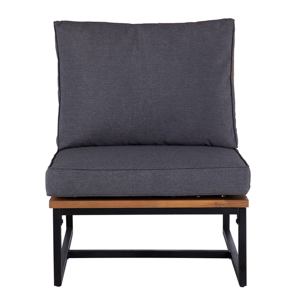 Loungesessel LeRoy II - Polyester / Akazie massiv - Grau / Braun