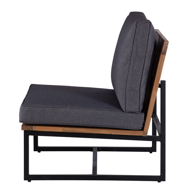 Loungesessel LeRoy II - Polyester / Akazie massiv - Grau / Braun