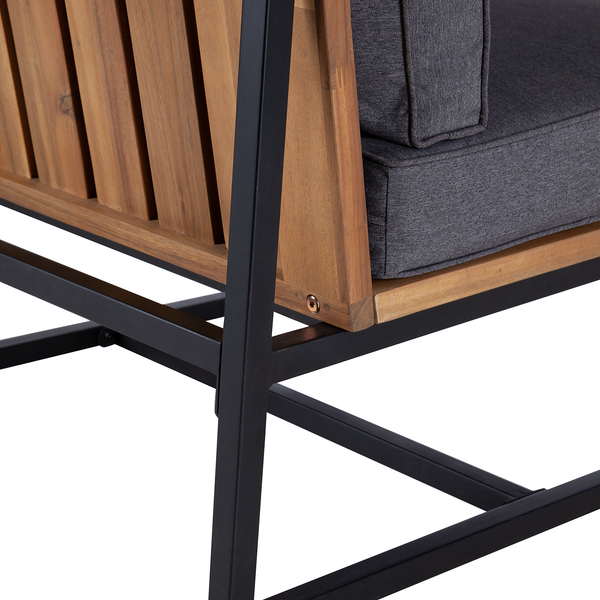 Loungesessel LeRoy II - Polyester / Akazie massiv - Grau / Braun