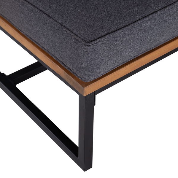 Loungesessel LeRoy II - Polyester / Akazie massiv - Grau / Braun