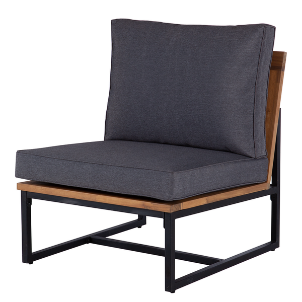 Loungesessel LeRoy II - Polyester / Akazie massiv - Grau / Braun