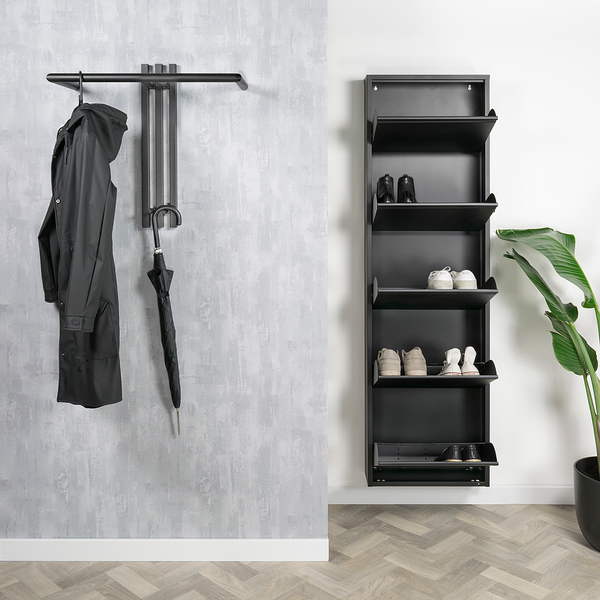 Wandgarderobe Rushall - Metall - Schwarz