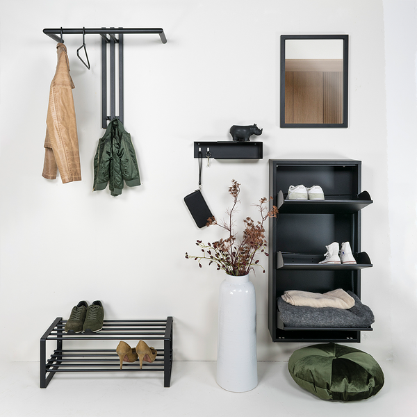 Wandgarderobe Rushall - Metall - Schwarz