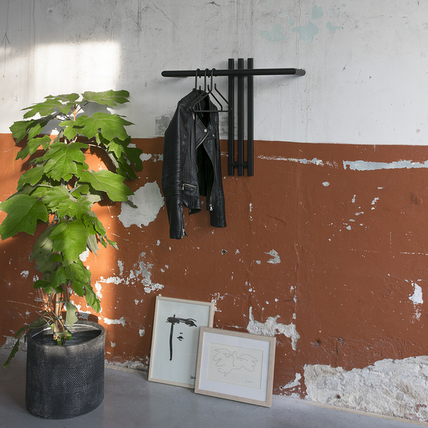 Wandgarderobe Rushall - Metall - Schwarz