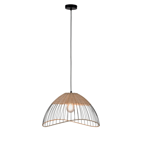 Pendelleuchte Reed II - Rattan / Eisen - 1-flammig