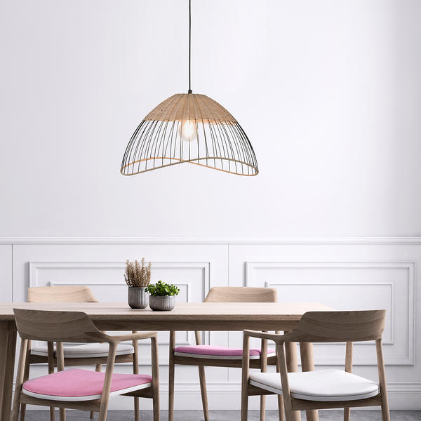 Pendelleuchte Reed II - Rattan / Eisen - 1-flammig