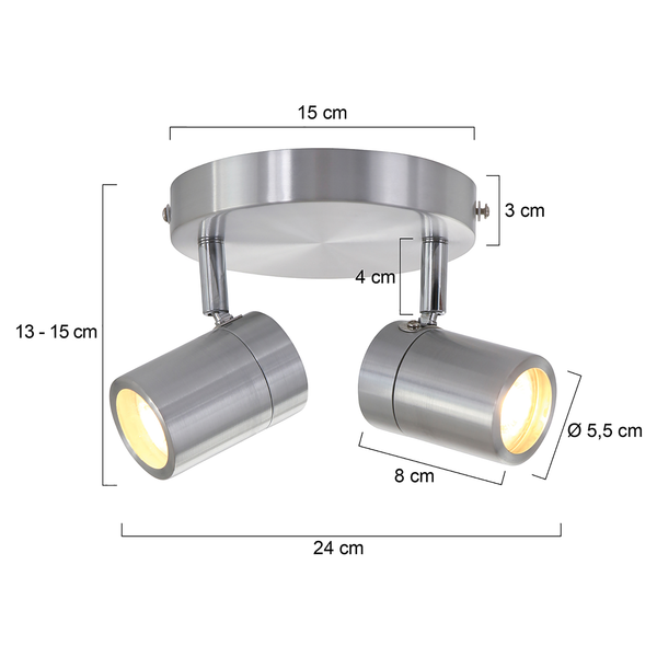 Deckenleuchte Upround II - Eisen - 2-flammig - Silber