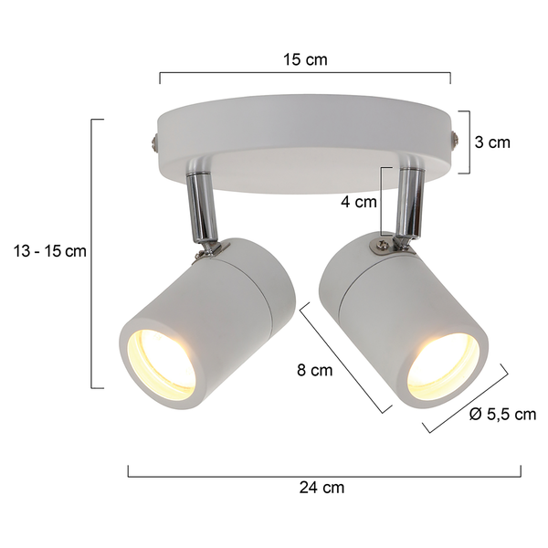 Deckenleuchte Upround II - Eisen - 2-flammig - Weiß