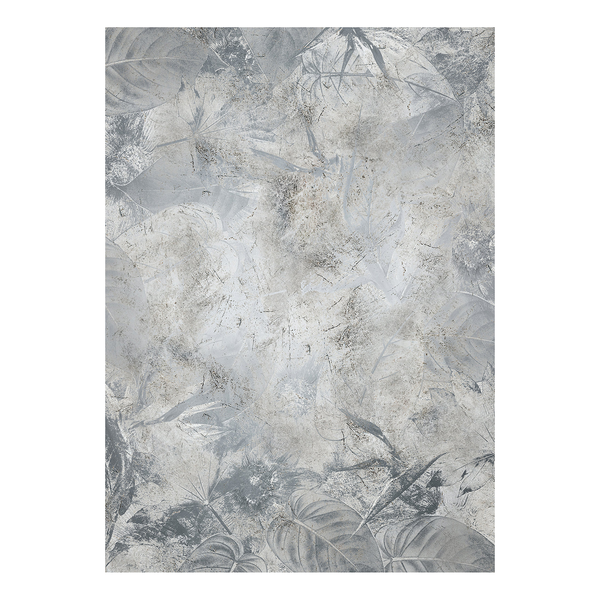Vlies Fototapete Flower Fossil - Vlies - Blau / Silber / Grau