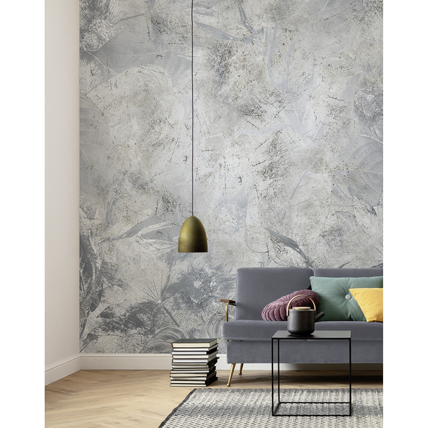 Vlies Fototapete Flower Fossil - Vlies - Blau / Silber / Grau