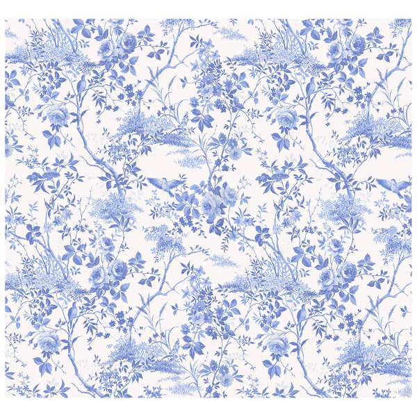 Vlies Fototapete Charming Bloom - Vlies - Blau / Weiß