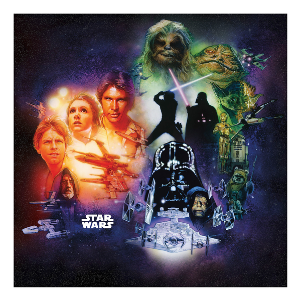 Fototapete Star Wars Poster Collage - Vlies  - Schwarz / Weiß