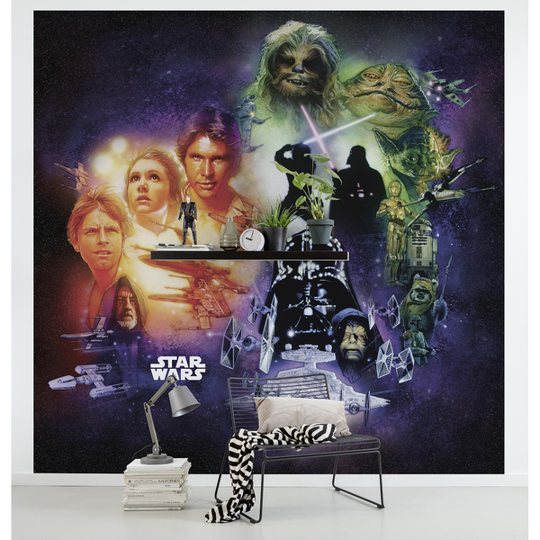 Fototapete Star Wars Poster Collage - Vlies  - Schwarz / Weiß