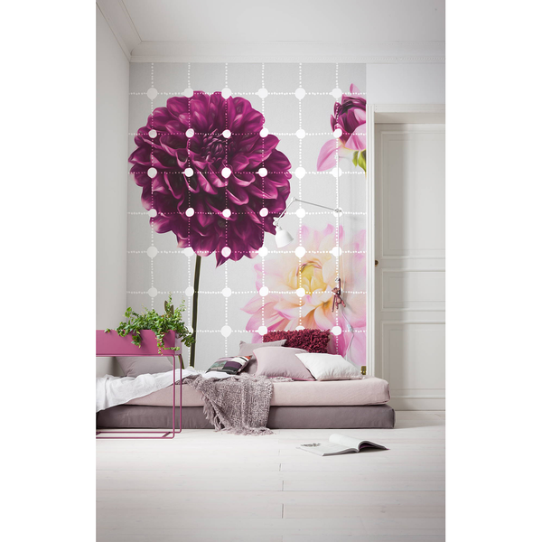 Vlies Fototapete Flowers & Dots - Vlies - Bunt