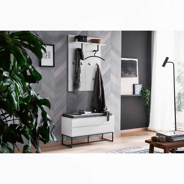 Garderobenpaneel Zaddy (2er-Set) - Matt Weiß / Schwarz - Weiß