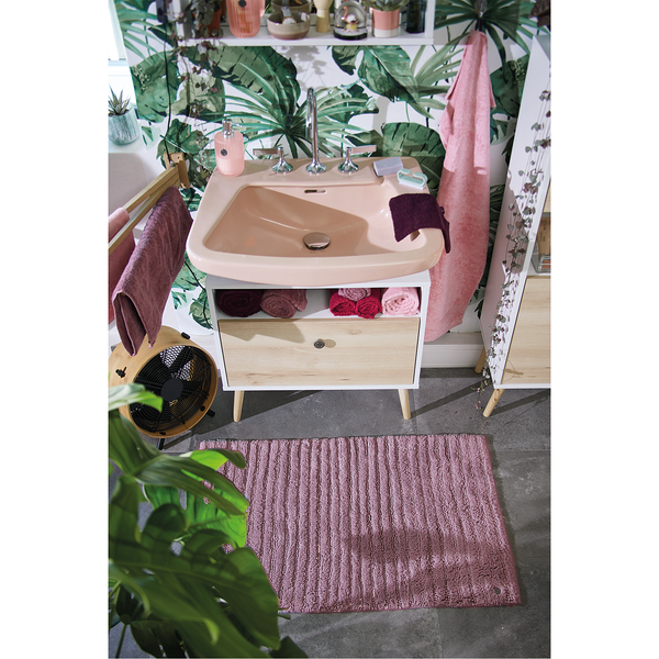Badematte Cotton Stripe - Baumwolle - Mauve - 60 x 60 cm