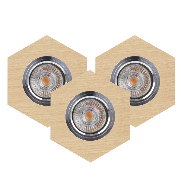 LED-Deckenleuchte Vitar Wood IX - Stahl / Birke massiv - Flammenanzahl: 3