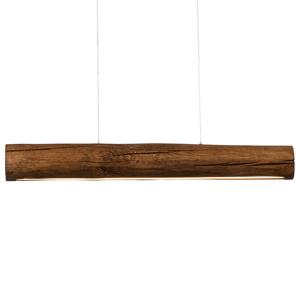 LED-Pendelleuchte Lukas - Kiefer massiv / Stahl - 1-flammig - Kiefer Laugenfarbig - Breite: 90 cm