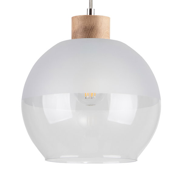 Pendelleuchte Linea I - Satiniertes glas / Eiche massiv - Flammenanzahl: 1