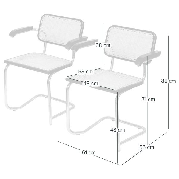 Armlehnenstuhl HOLM 2er-Set - Schwarz - Chrom glänzend