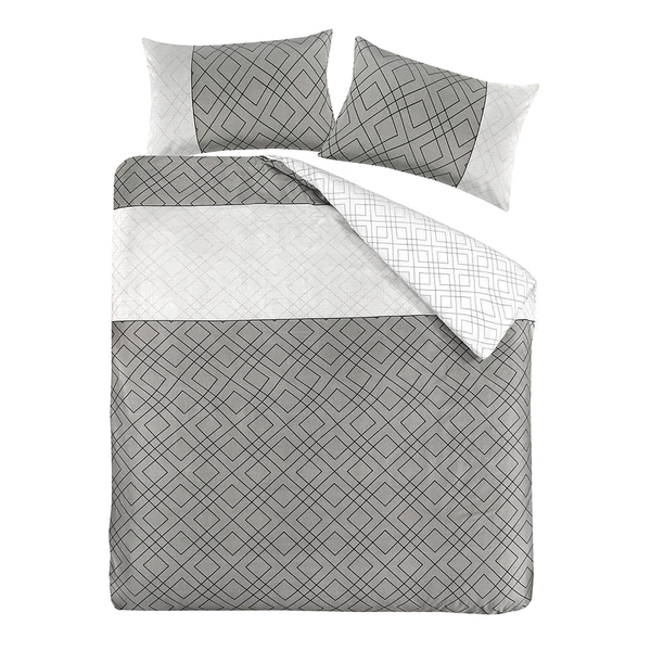 Bettwäsche Heather - Baumwollsatin - Grau - 155 x 220 cm + Kissen 80 x 80 cm