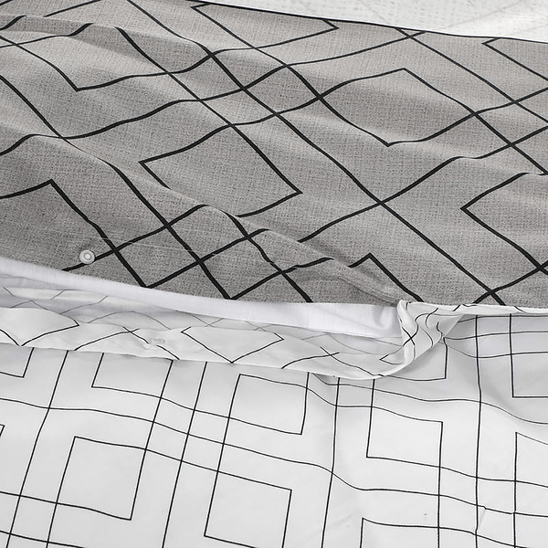 Bettwäsche Heather - Baumwollsatin - Grau - 155 x 220 cm + Kissen 80 x 80 cm