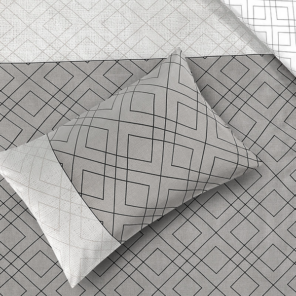 Bettwäsche Heather - Baumwollsatin - Grau - 155 x 220 cm + Kissen 80 x 80 cm