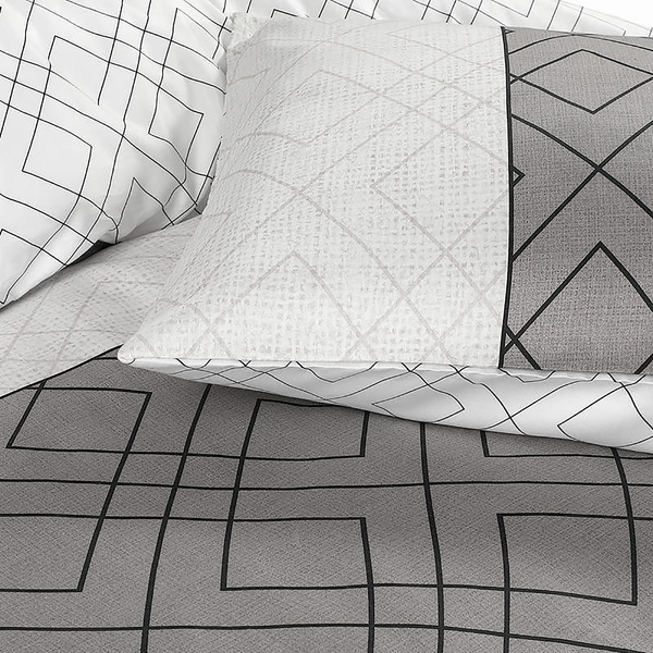 Bettwäsche Heather - Baumwollsatin - Grau - 155 x 220 cm + Kissen 80 x 80 cm