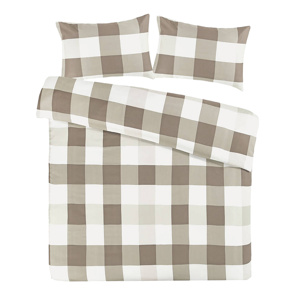 Bettwäsche Nevada - Baumwollsatin - Taupe - 140 x 240 cm + Kissen 70 x 60 cm