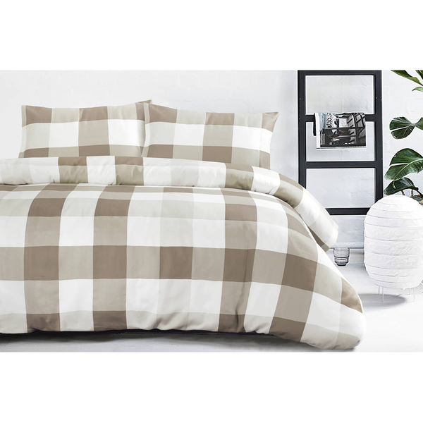 Bettwäsche Nevada - Baumwollsatin - Taupe - 140 x 240 cm + Kissen 70 x 60 cm