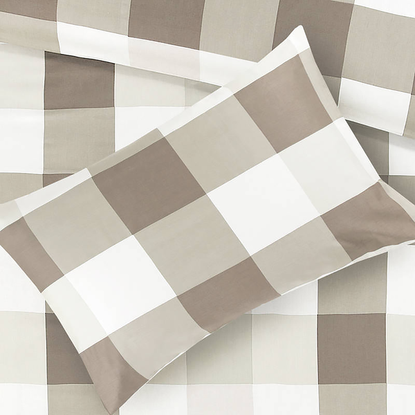 Bettwäsche Nevada - Baumwollsatin - Taupe - 140 x 240 cm + Kissen 70 x 60 cm