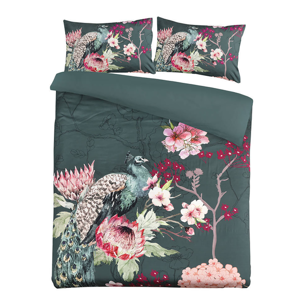Bettwäsche Blossom - Baumwollsatin - Mehrfarbig - 140 x 200 cm + Kissen 65 x 65 cm
