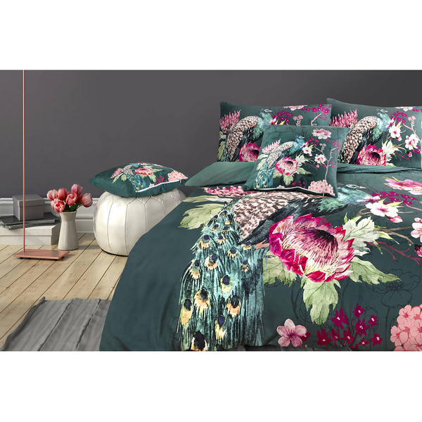 Bettwäsche Blossom - Baumwollsatin - Mehrfarbig - 140 x 200 cm + Kissen 65 x 65 cm