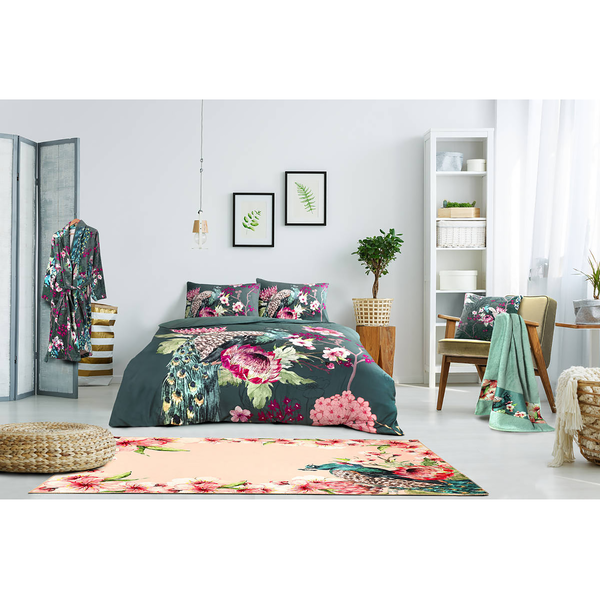 Bettwäsche Blossom - Baumwollsatin - Mehrfarbig - 140 x 200 cm + Kissen 65 x 65 cm