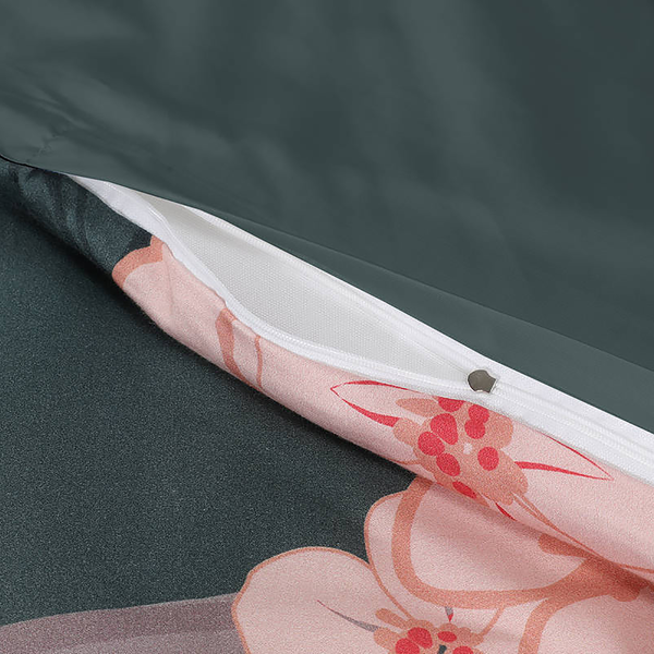 Bettwäsche Blossom - Baumwollsatin - Mehrfarbig - 140 x 200 cm + Kissen 65 x 65 cm
