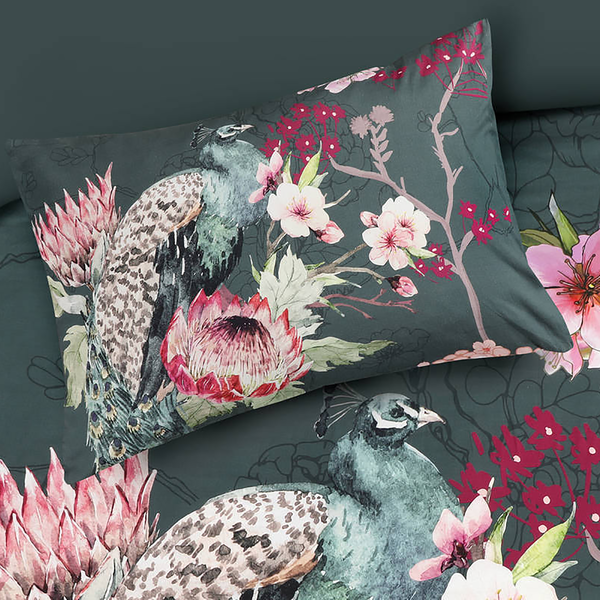 Bettwäsche Blossom - Baumwollsatin - Mehrfarbig - 140 x 200 cm + Kissen 65 x 65 cm